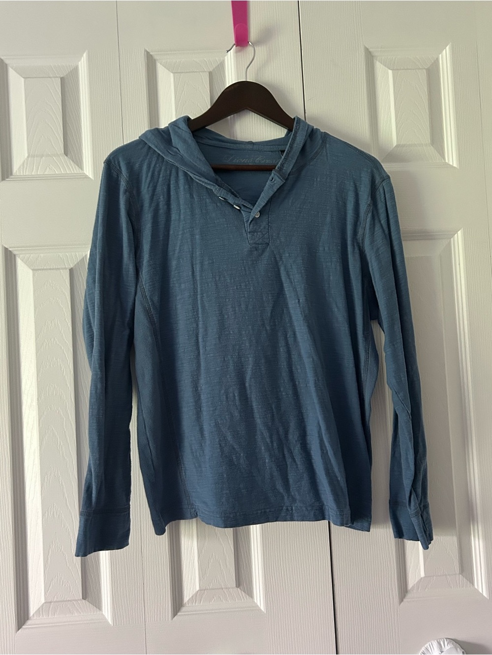 Dusty Blue Hooded Long Sleeve Tee